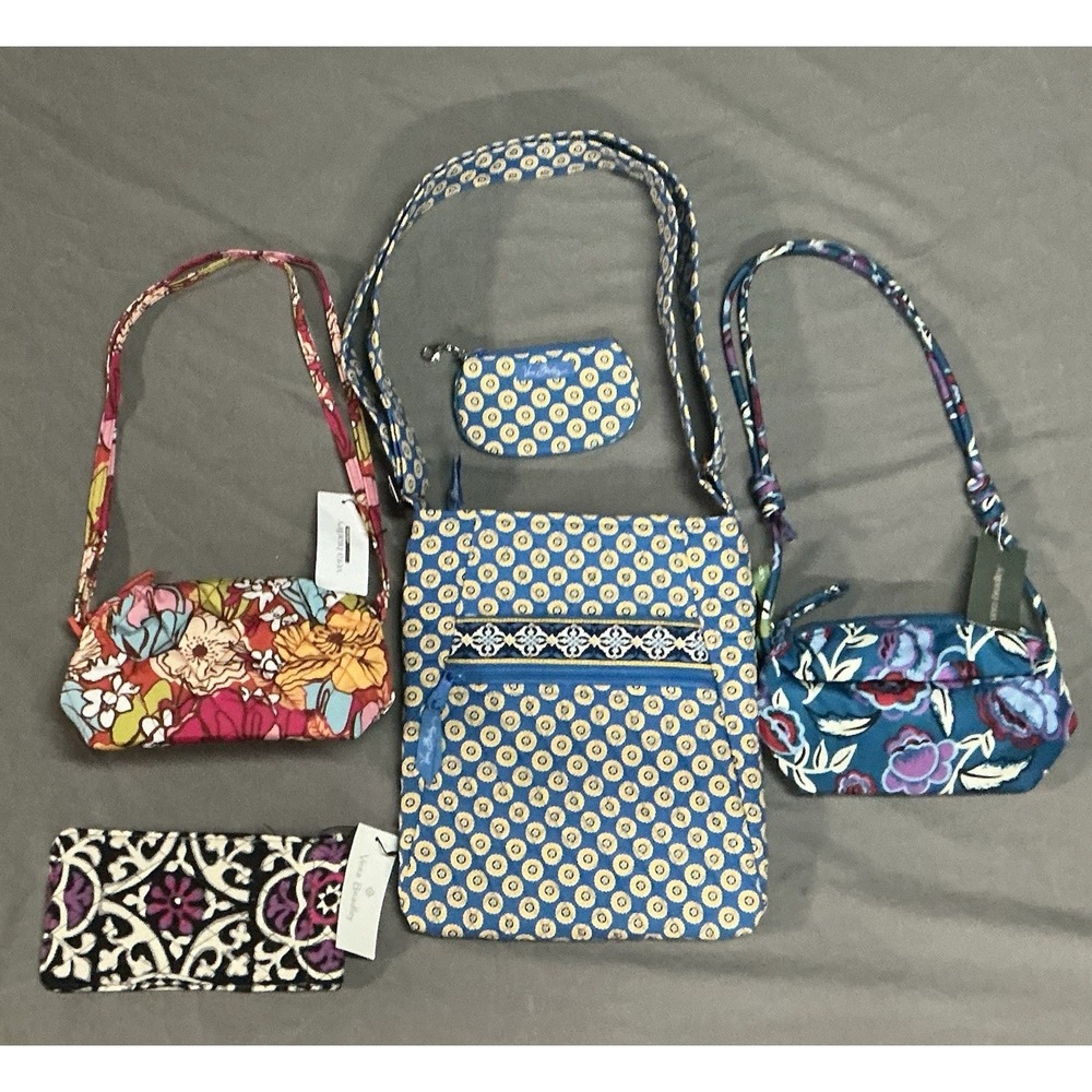 Vera Bradley LOT OF 5 ITEMS NEW Small Makeup Bags, Shoulder Purse With ID Case